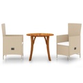 vidaXL 3-tlg. Garten-Essgruppe Beige