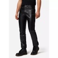 RICANO, RICANO - Lederhose S/L Jeans Büffel Nappa, Im Biker-Stil und Five-Pocket-Style mit Schnürungen, für Herren, Schwarz, Größe W31