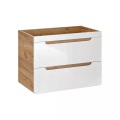Waschbeckenunterschrank hängend - B. 80 cm - Naturfarben & Weiß - ARUBA Waschbeckenunterschrank hängend - B. 80 cm - Naturfarben & Weiß - ARUBA
