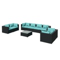 vidaXL 9-tlg. Garten-Lounge-Set mit Kissen Poly Rattan Schwarz