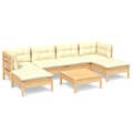 vidaXL, vidaXL 7-tlg. Garten-Lounge-Set mit Creme Kissen Kiefernholz