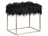 Beliani Hocker Felloptik schwarz MANHATTAN