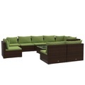 vidaXL 10-tlg. Garten-Lounge-Set mit Kissen Poly Rattan Braun