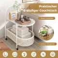B2X - Beistelltisch Glas mit Rollen 2-stufiger Glastisch mit Bärenmuster, One Size, Weiss