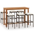 vidaXL 7-tlg. Gartenbar-Set mit Kissen Braun