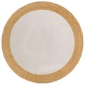 vidaXL, vidaXL Teppich Geflochten Weiß & Natur 150 cm Jute & Baumwolle Rund