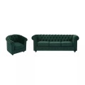 Sofa 3-sitzer & Sessel - Samt - Grün - Chesterfield Unisex Grün ONE SIZE