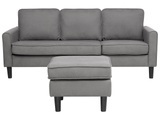 Beliani Sofa mit mobiler Ottomane AVESTA hellgrau