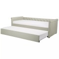 Beliani Tagesbett ausziehbar Polsterbezug beige Lattenrost 90 x 200 cm LIBOURNE