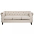 Beliani 3-Sitzer Sofa Polsterbezug beige gerade Beine CHESTERFIELD