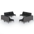 vidaXL 8-tlg. Garten-Lounge-Set mit Kissen Poly Rattan Dunkelgrau