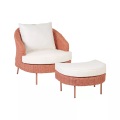 Stuhl mit Fusshocker aus PE Rattan Boho ARCILLE Stuhl mit Fusshocker aus PE Rattan Boho ARCILLE