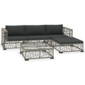 vidaXL 5-tlg. Garten-Lounge-Set mit Kissen Poly Rattan Grau