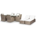 vidaXL 9-tlg. Garten-Essgruppe Poly Rattan Braun