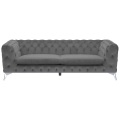 Beliani 3-Sitzer Sofa Samtstoff grau SOTRA