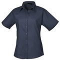 Kurzarm Popeline Bluse Arbeitshemd Damen Marine 48