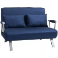 Northio - Schlafsofa 2er-Sofa mit Schlaffunktion und verstellbarer Rückenlehne, Couch mit Wurfkissen in Samtoptik, Polstersofa für Wohnzimmer & Schlafzimmer, Blau, One Size