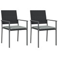 vidaXL Gartenstühle mit Kissen 2 Stk. Schwarz 54x62,5x89cm Poly Rattan