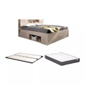 Bett mit Stauraum & Schubladen + Lattenrost + Matratze - 140 x 190 cm - Naturfarben - LEANDRE Bett mit Stauraum & Schubladen + Lattenrost + Matratze - 140 x 190 cm - Naturfarben - LEANDRE