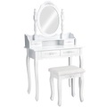 Schminktisch Mit Spiegel Und Hocker Im Antik Look Unisex Weiss ONE SIZE
