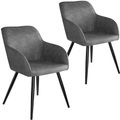 2er Set Stuhl Marilyn Stoff, schwarze Stuhlbeine - grau/schwarz