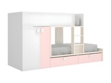 Vente-unique, Etagenbett mit Kleiderschrank 2 Eiche Rosa JUANITO Etagenbett mit Kleiderschrank 2 Eiche Rosa JUANITO