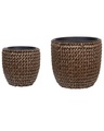 Set Mit 3 Blumentöpfen Aus Pe Rattan Rustikal Berberis Unisex Erdbraun ONE SIZE