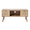 Tv-möbel Mit 2 Schubladen Vorderseite Aus Rattan Unisex Braun ONE SIZE