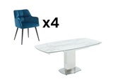 Sparset Esstisch Talicia + 4 Stühle Pega Unisex Weiss ONE SIZE