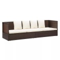 vidaXL, vidaXL Outdoor-Lounge-Bett mit Polster & Kissen Poly Rattan Braun
