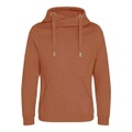 Cross Neck Kapuzenpullover Unisex Dunkelorange L