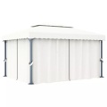 vidaXL Pavillon mit Vorhang 4x3 m Cremeweiß Aluminium