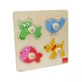 GOULA Holzpuzzle HAUSTIERE 4-teilig in bunt