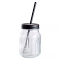 Trinkglas Mit Strohhalm 0,45l Unisex Transparent ONE SIZE