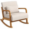 Northio, Northio - Schaukelsessel, Schaukelstuhl, Gepolsterter Schwingsessel mit Holzgestell, Armlehne, Relaxsessel, für Schlafzimmer, Wohnzimmer, Creme