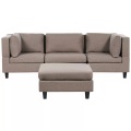 Beliani - Sofa mit Ottomane aus Stoff UNSTAD, One Size, Braun Bunt