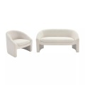 Vente-unique - Sofa 2-Sitzer & Sessel - Bouclé-Stoff - Weiß - OSSANA, One Size, Weiss