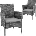TecTake, 2 Rattanstühle + 4 Sitzbezüge 2 Rattanstühle + 4 Sitzbezüge