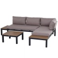Northio - 3-Teiliges Gartenmöbel-Set Mit Beistelltisch, Sofa Mit Kissen, Outdoor, Aluminium, 164 X 74 X 69 Cm, 165 x 68 cm