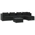 vidaXL 6-tlg. Garten-Lounge-Set mit Kissen Poly Rattan Schwarz