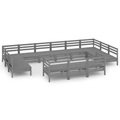 vidaXL 13-tlg. Garten-Lounge-Set Grau Massivholz Kiefer
