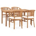 vidaXL, vidaXL 5-tlg. Garten-Essgruppe mit Kissen Massivholz Teak