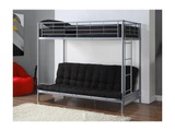 Vente-unique, Hochbett mit Schlafsofa + Futonmatratze - 90 x 190 cm - Metall - Silberfarben - MODULO IV Hochbett mit Schlafsofa + Futonmatratze - 90 x 190 cm - Metall - Silberfarben - MODULO IV