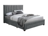 Bett mit 3 Schubladen - 140 x 200 cm - Stoff - Grau - LIAKO Bett mit 3 Schubladen - 140 x 200 cm - Stoff - Grau - LIAKO