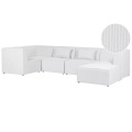 Beliani, Sofa mit Ottomane aus Cord Modern LEMVIG Sofa mit Ottomane aus Cord Modern LEMVIG