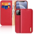 Dux Ducis - iPhone 13 Mini Flip Wallet Cover Echtleder Tasche (RFID Schutz) - Rot