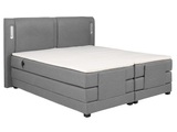 Vente-unique, Boxspringbett - Kopfteil mit LED-Beleuchtung + elektrisch verstellbarem Lattenrost + Matratze + Topper - 2 x 90 x 200 cm - Soff - Grau- ASTEMI von PALACIO Boxspringbett - Kopfteil mit LED-Beleuchtung + elektrisch verstellbarem Lattenrost + Matratze +