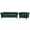 Beliani Sofa Set Samtstoff grün 4-Sitzer CHESTERFIELD