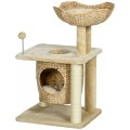 Northio - Katzen Kratzbaum Klein, 74 cm Katzenbaum mit Katzenhöhle, Spielball, Indoor Kletterturm Bett, Kratzmöbel für bis 5 kg, Beige, One Size