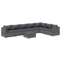 vidaXL 8-tlg. Garten-Lounge-Set mit Kissen Poly Rattan Grau